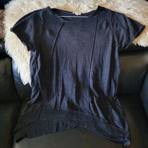 Eileen Fisher Asymmetrical Linen Blend top black 2x